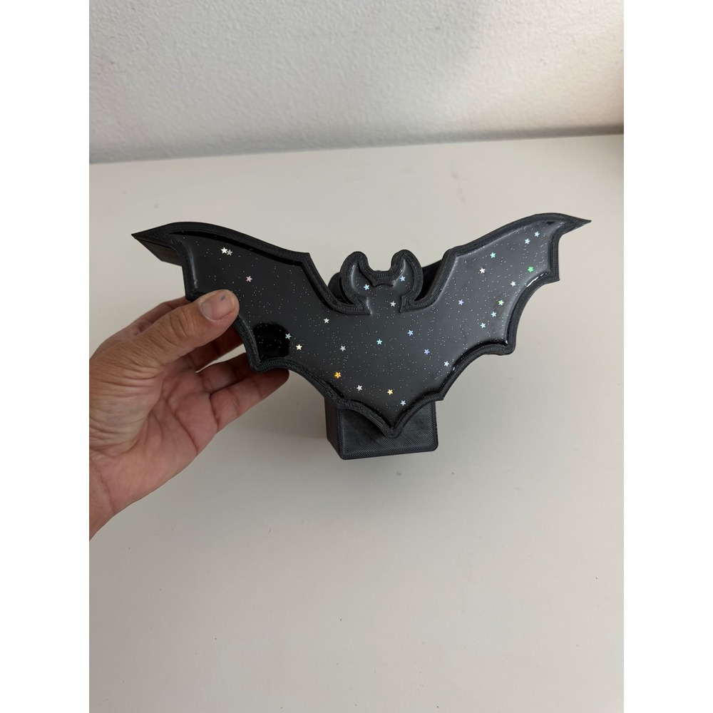 Black 3D Printed Bat Desk Organizer Holographic Star Gothic Makeup Brush Holder
